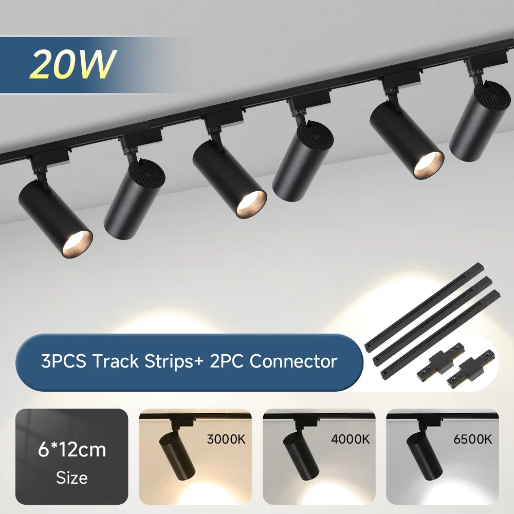 kit spots led rail noir moderne projecteur éclairage intérieur salon cuisine salon moderne