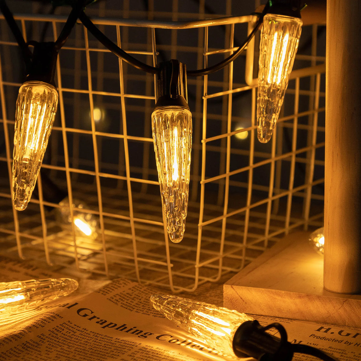 guirlande lumineuse extérieure 110v 220v e12 imperméable décoration jardin mariage led ambré