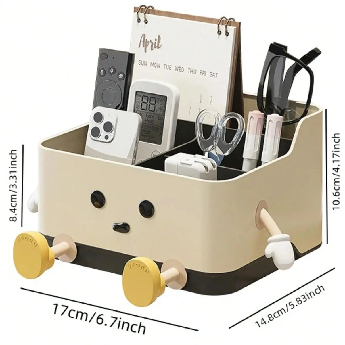 organisateur compartiments transparents kawaii cartoon maquillage stylos télécommande thermomètre digital ciseaux(calendar)