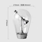 lampe table transparente industrielle abat jour texturé base métal argenté led chambre
