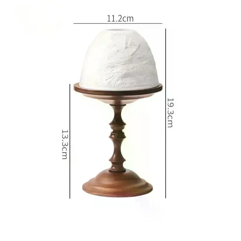 lampe poser classique artisanal marron foncé relief floral hauteur 19.3cm