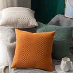 coussins carrés modernes motif zigzag bleu gris vert orange décoration lit voiture