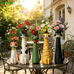 vases résine forme chat moderne couleur verte yeux oreilles queue motifs fleursDecorationMaisonBureauOrnementCartoon
