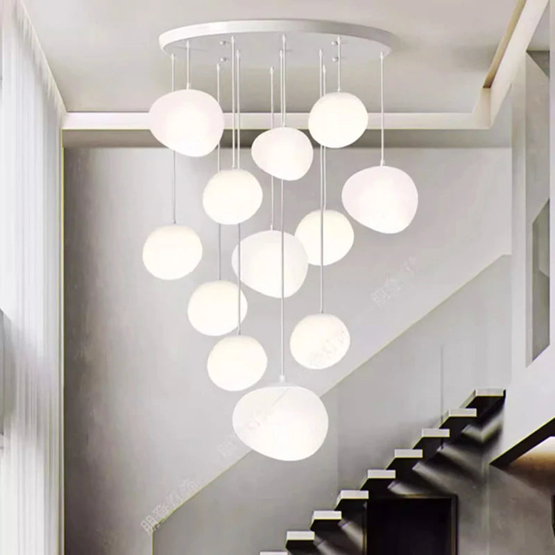 suspension lumineuse moderne blanche ronds alliage opacité éclairage intérieur salle bain led autoinstallation flux