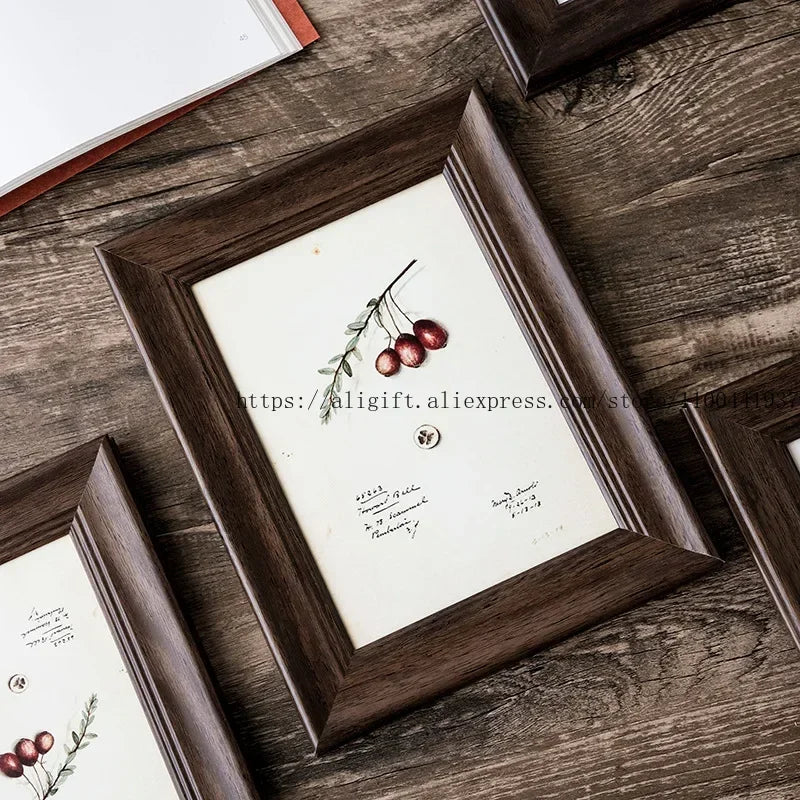 cadre photo vintage rustique bois vieilli illustration botaniquesherlock holmes six pouces rectangle