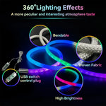 ruban led flexible multicolore tissé adhésif contrôleur usb moderne lumineux synchronisation musique