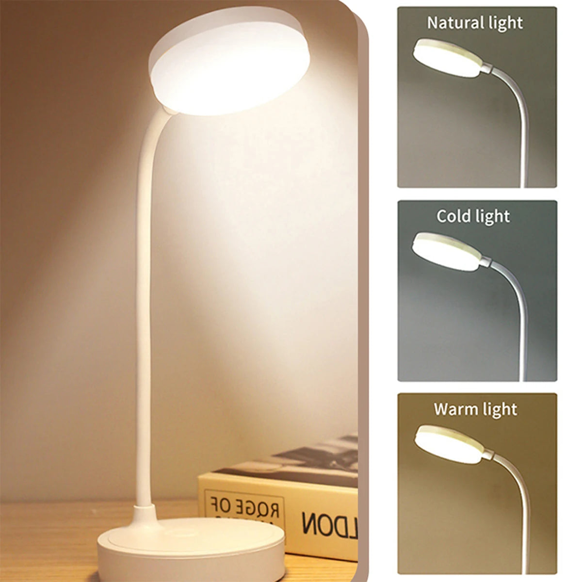 lampe led rechargeable blanc moderne minimaliste interrupteur bouton poussoir port usb piles aa