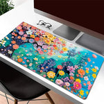 tapis souris fleurs colorées moderne bleu vert rose jaune blanc abstrait gaming bureauDecoration