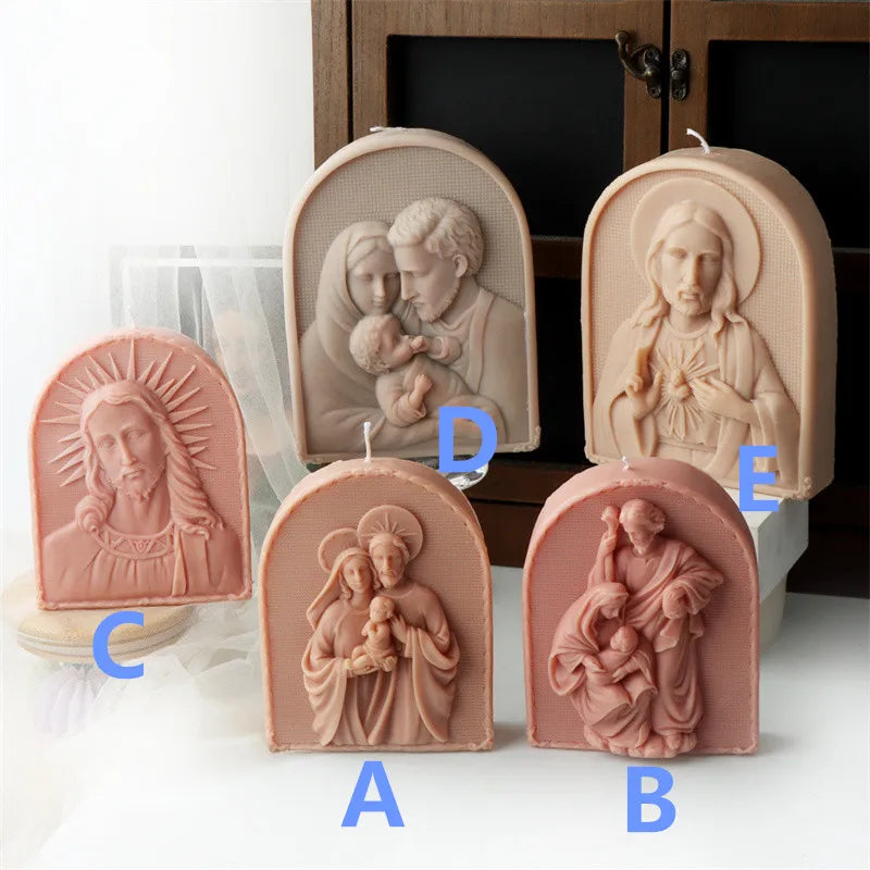 moulages bougies sculptées jésus nativité christ relief classique religieux silicone opaques