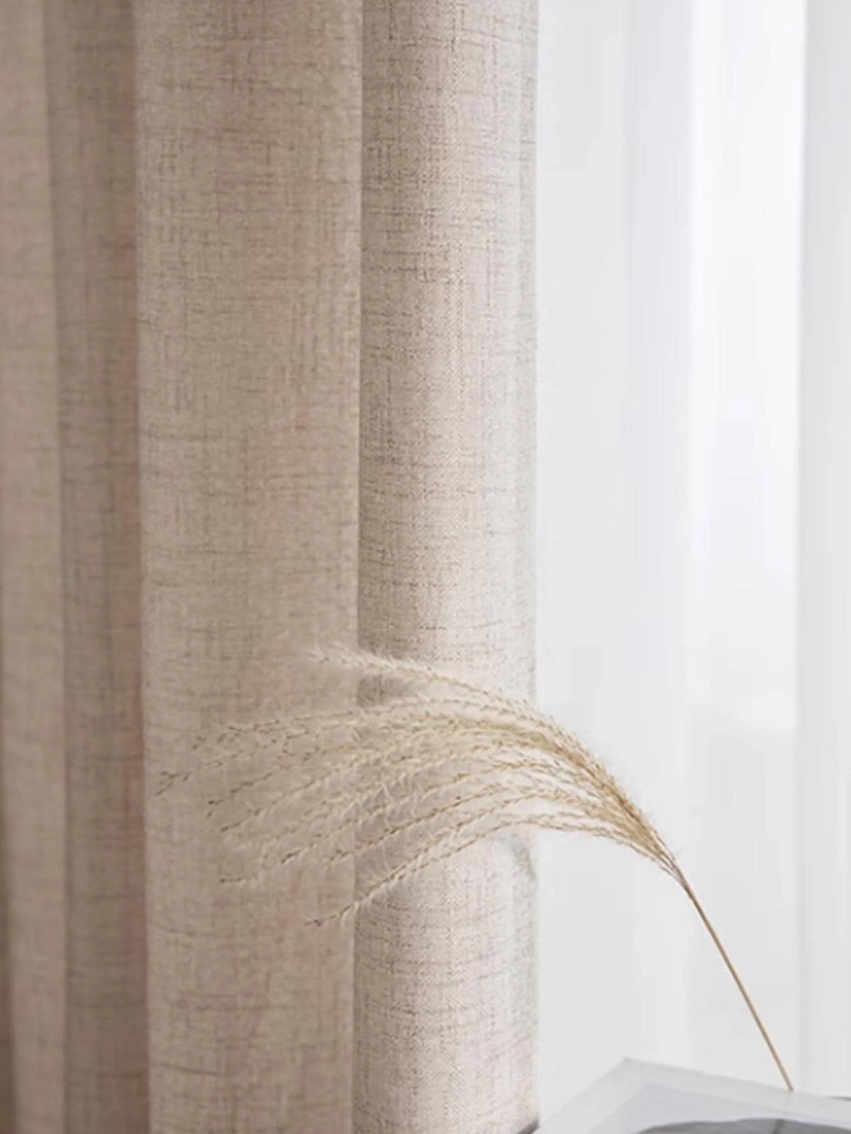 rideau japonais solide beige clair tissu coton lin opaque chambre salon moderne minimaliste
