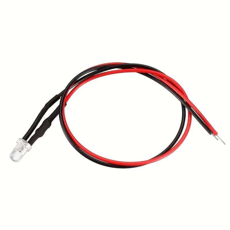 diodes led rouges noires transparentes 5mm 3mm câbles pack 10 pièces