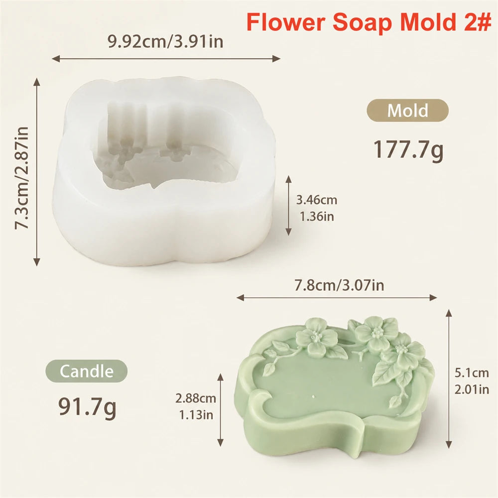 moules savon silicone floral blanc vert rose décoration artisanale diy trois pièces
