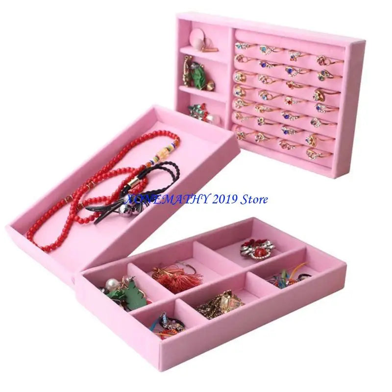 organisateur bijoux boîte velours rose moderne colliers boucles doreilles pendentifs bracelets dorés
