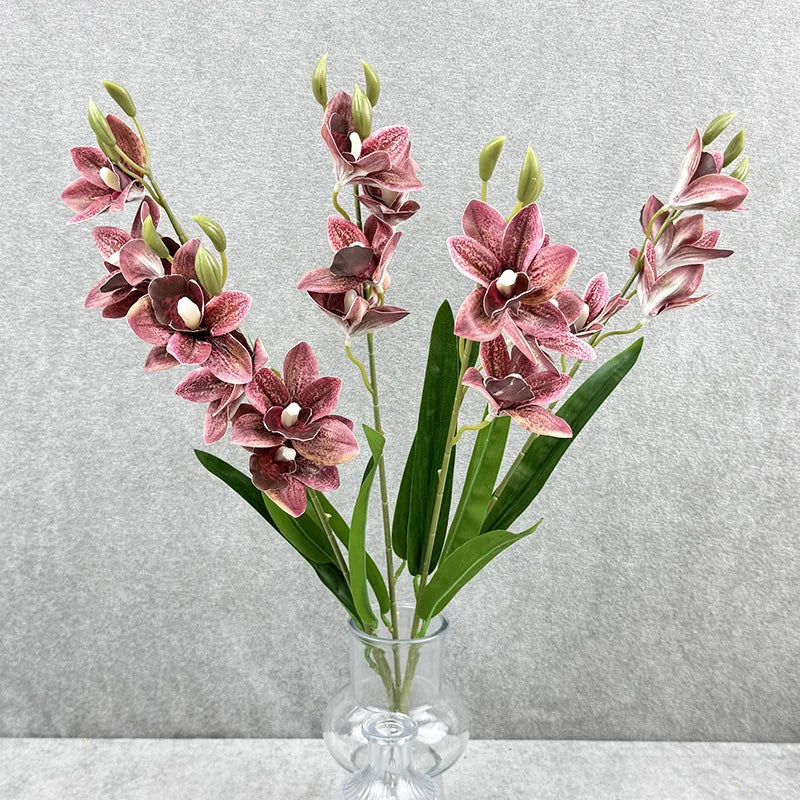 bouquet fleurs artificielles orchidée cymbidium violet rose décoration maison mariage intérieur moderne