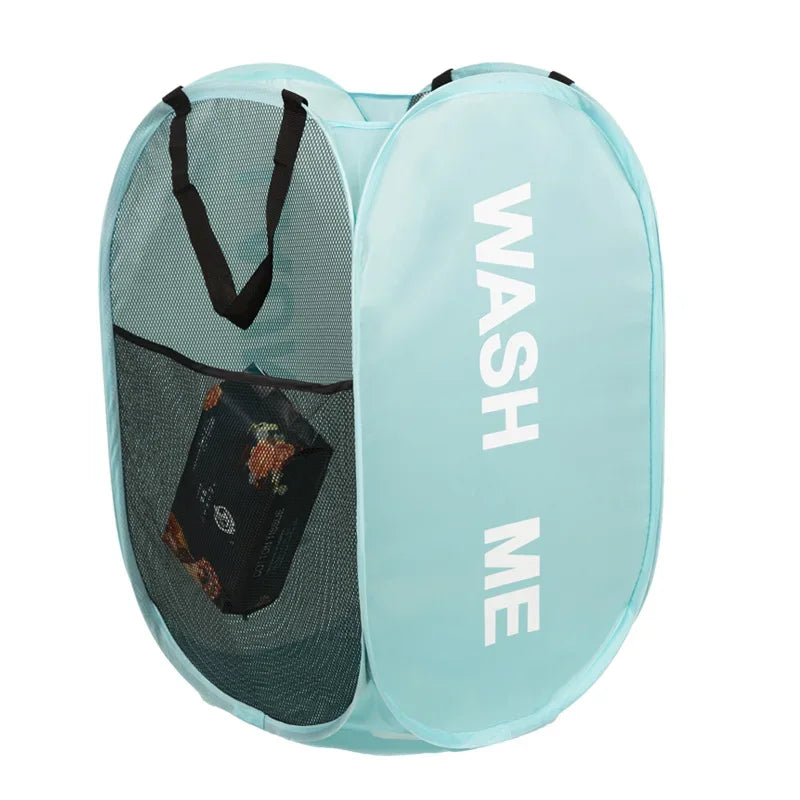 panier linge noir gris moderne réutilisable polyestère wwash me laundary imprime poignées multifonction salle