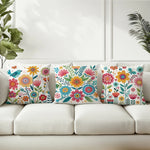 housse coussin motif floral moderne polyester blanc décoration chambre canapé douce 45x45cm