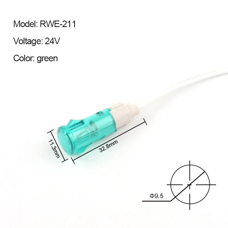 signal indicateur rouge vert jaune transparent moderne câble blanc 12V 220V 24VDC