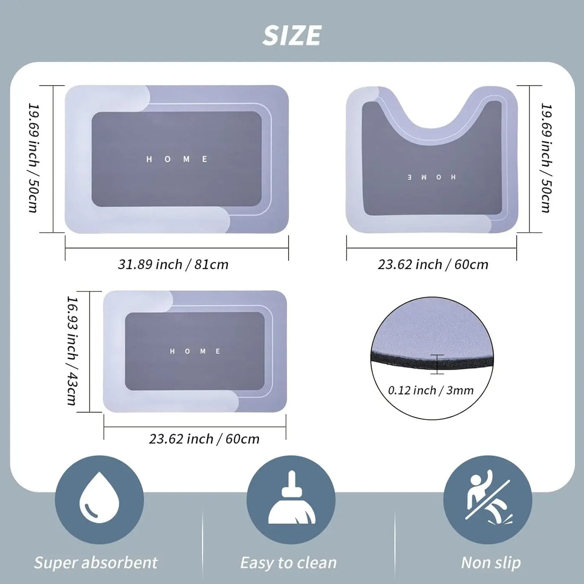 tapis bain moderne gris noir texte antidérapant salle bain maison