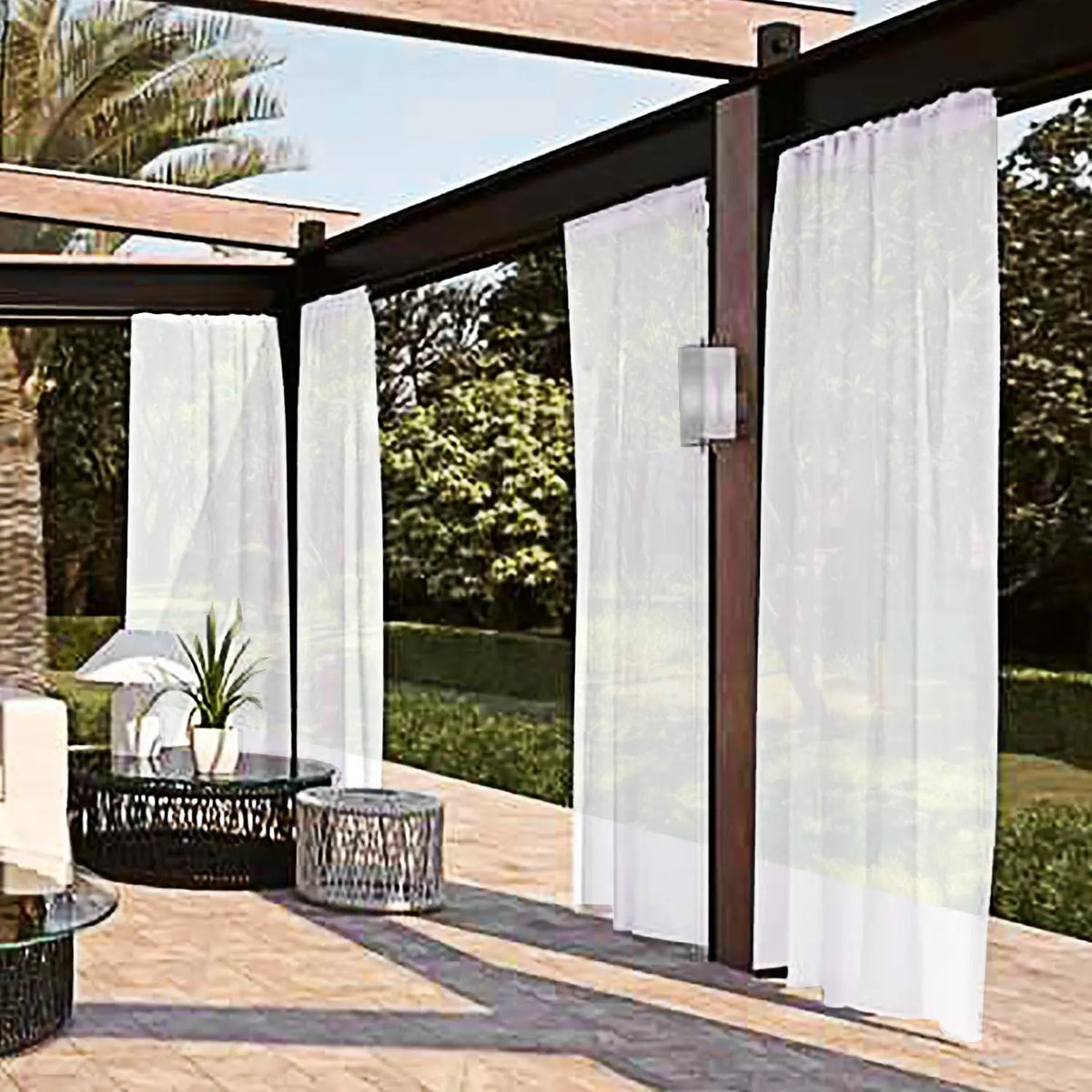 rideau extérieur blanc semi transparent moderne polyester 137x213cm 137x241cm 137x274cm