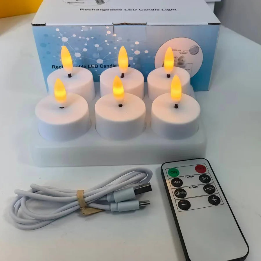 bougies led rechargeables blanc modernes télécommande boîte rangement câble usb 12pcs 4pcs 6pcs