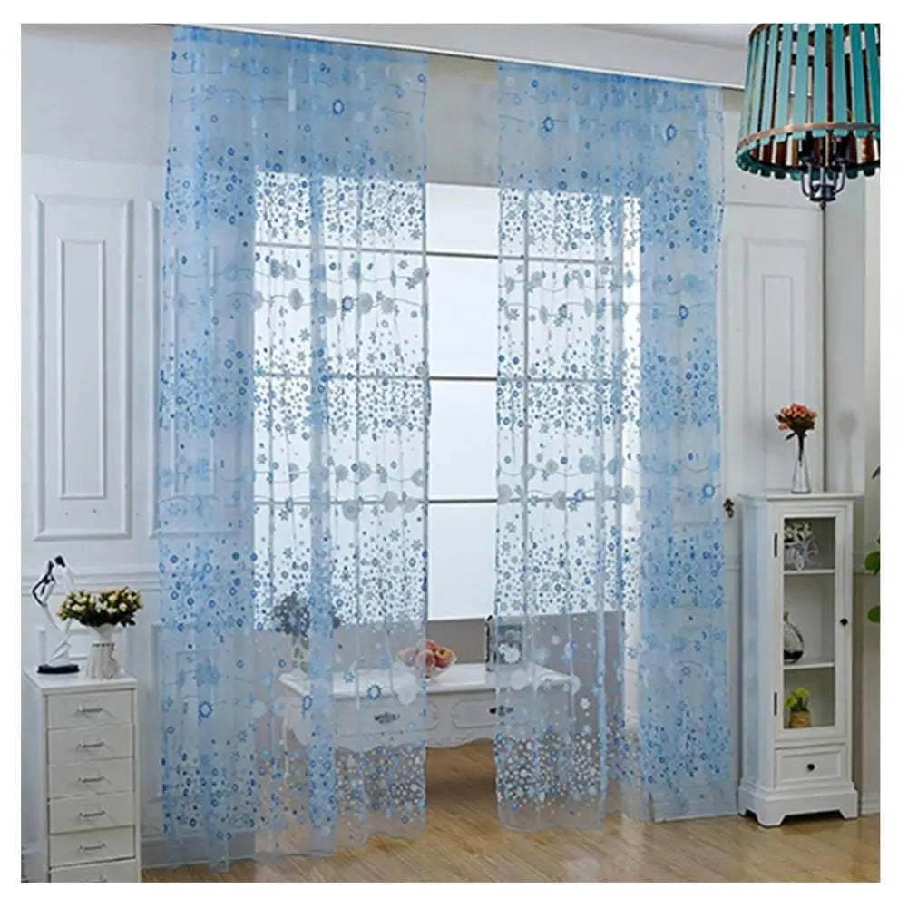 rideau floral transparent décoration intérieure motifs naturels bleu violet vert rose jaune decoration