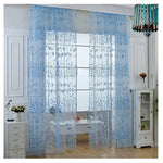 rideau floral transparent décoration intérieure motifs naturels bleu violet vert rose jaune decoration