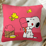 housse coussin carrée snoopy woodstock rouge jaune décorative canapé lit salon maison