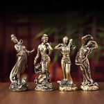 décoration maison figurines femmes traditionnelles dorées motifs végétaux asiatique ornements Nouvel An