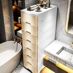 meuble tiroirs blanc moderne salle bain rangement étagères plastique minimaliste multifonctionnel organisateur