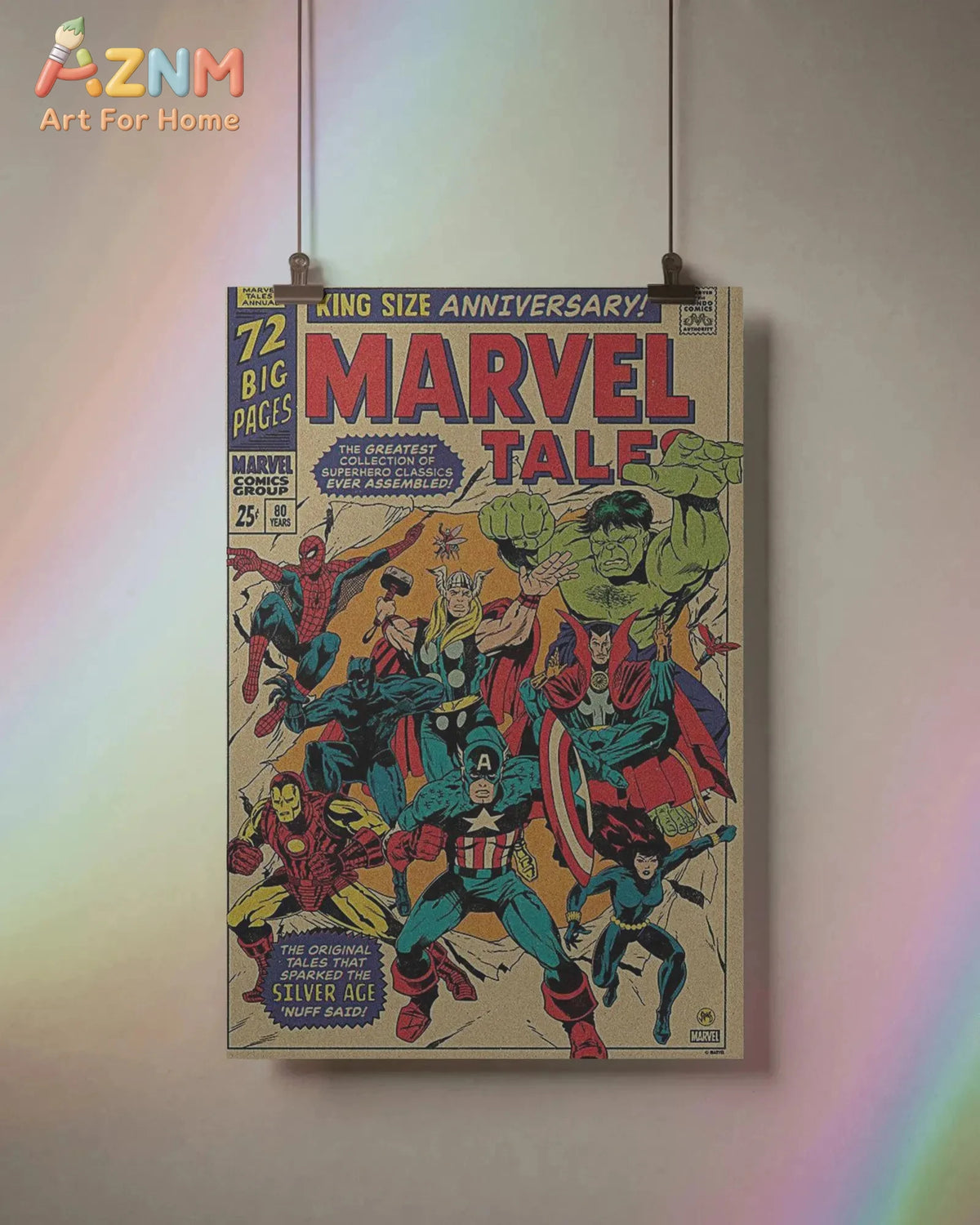 affiche vintage comics super héros multicolore toile cadre bois 20x30cm 30x40cm 40x50cm 40x60cm 50x70cm