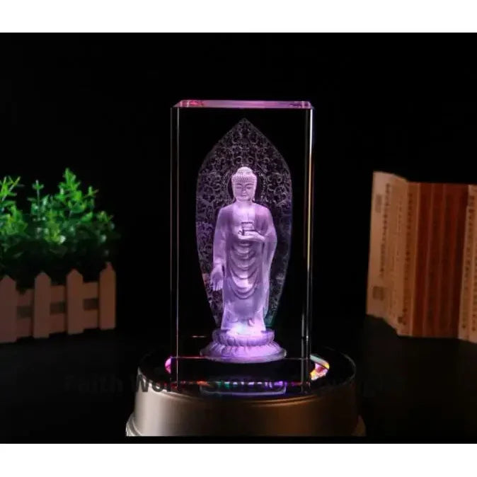 statue bouddha éclairée relief floral base leds plantes livres blanc multicolore