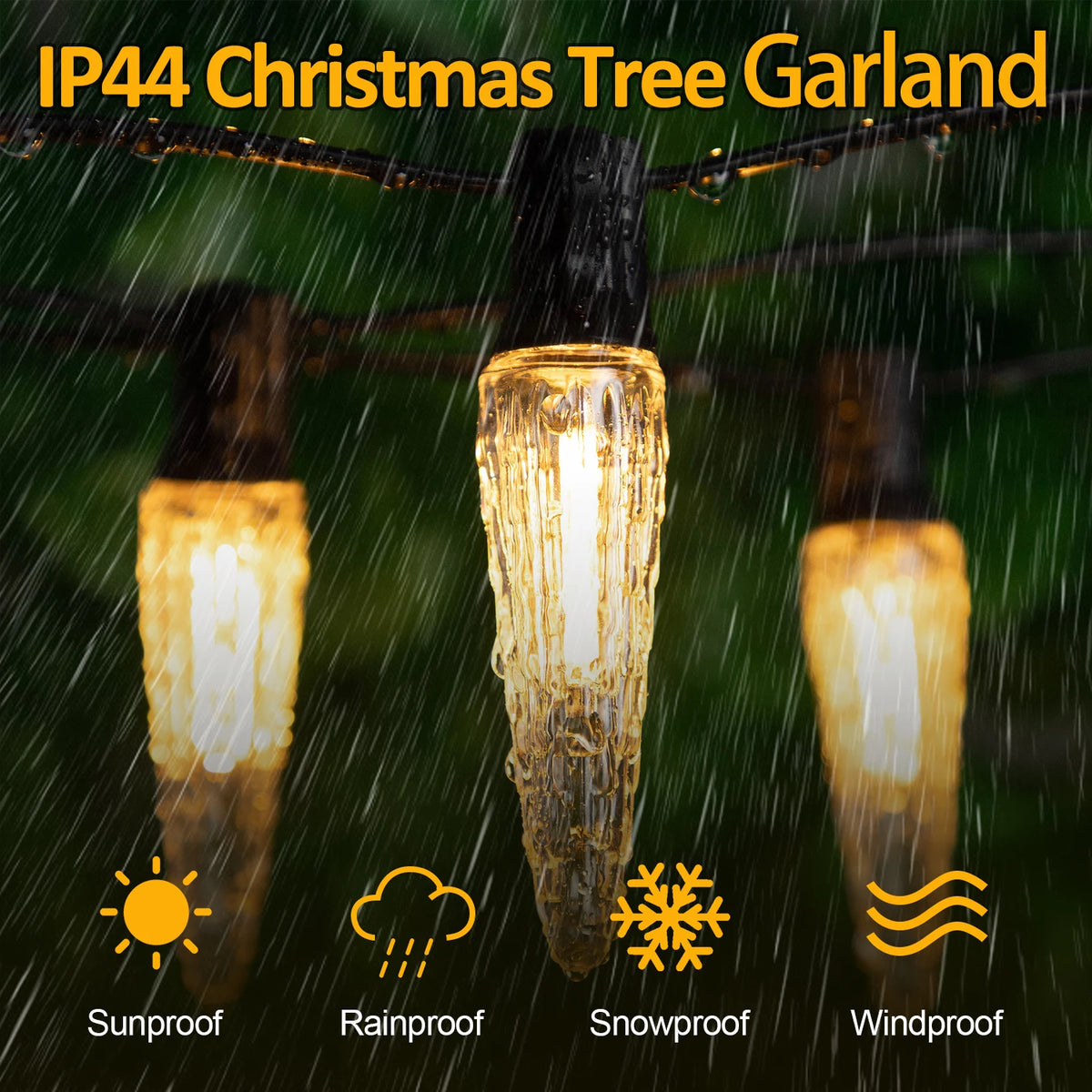 guirlande lumineuse extérieure 110v 220v e12 imperméable décoration jardin mariage led ambré