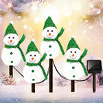 décoration noël bonhommes neige lumineux piquet glitter blanc vert jaune rose festiveextérieur jardin