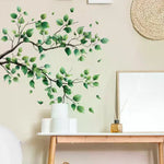 sticker mural feuilles branches naturel adhésif vert brun réaliste salon bain
