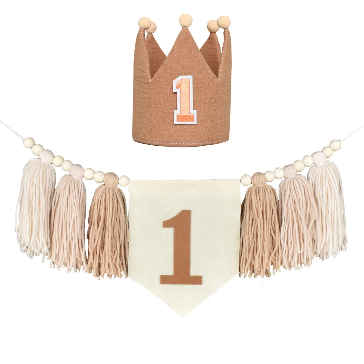 guirlande festivite couronne numerale deco chambre enfant motif pompon boho couleur neutre festive