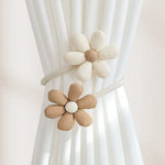 accessoires rideau fleurs texturées attaches ficelles bohème decor maison anneaux boucles tressées rustique