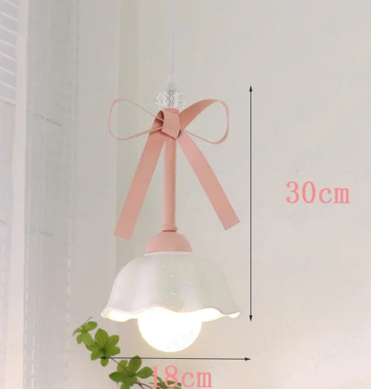 lampe suspendue céramique rose décoration florale lumière led romantique chambre vintage