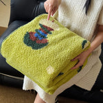 couverture peluche verte motif chapeaux colorés douce portable hiver automne