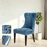 housses chaise velours bleu marine antidérapantes contemporaines sans couture assise dossier