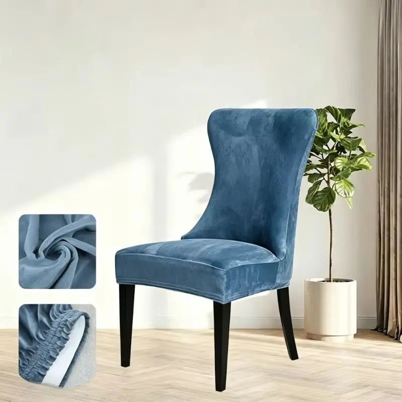 housses chaise velours bleu marine antidérapantes contemporaines sans couture assise dossier