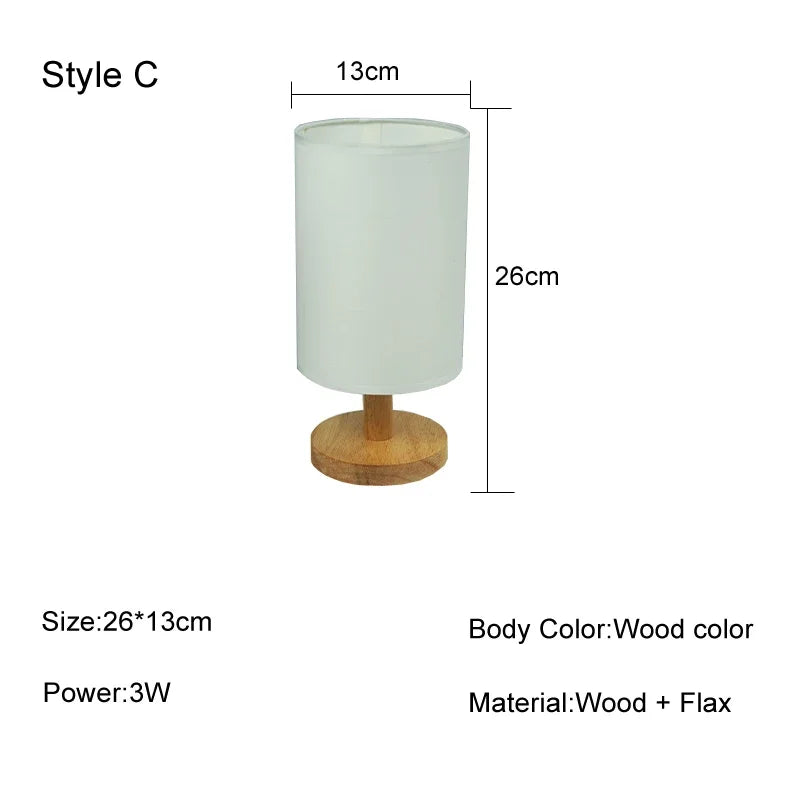 lampe table moderne abat jour lin bois naturel élégante chambre veilleuse éclairage led nordique