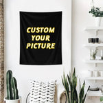 tapisserie personnalisable moderne noir jaune lettres relief 150x100 200x150 230x180 machine lavable