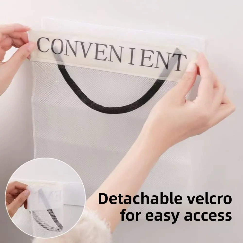 sacs rangement mesh réutilisables velcro blanc noir convenients semi transparents minimaliste