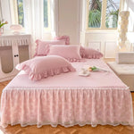 jeu lit dentelle blanche drap plat jupe lit taie oreiller romantique
