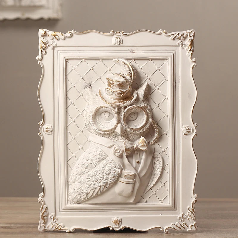 cadres decoratifs relief 3d animaux blanc classique baroque accessoires living room decoration