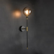 lampe murale moderne industrielle noir doré ambrée transparente fixée plaque ronde globulaire
