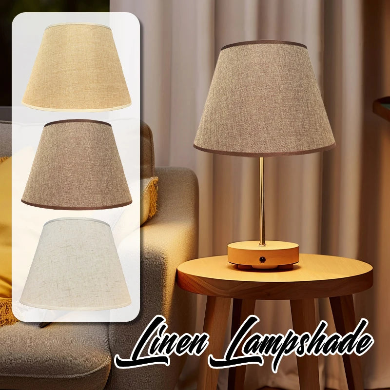 abat jour moderne toile lin beige clair fixations vis lampe table chambre étude éclairage