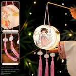lanterne traditionnelle décoration maison fleurs personnages symboles chinois opaques polyester cylindrique tringle anniversaire