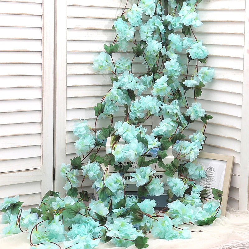 guirlande fleurs artificielles cerises rose clair décor mariage romantiqueintérieur festive