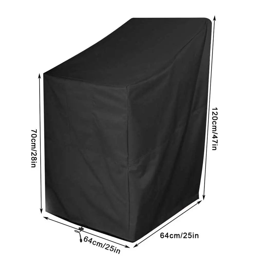 housse protection chaise noire polyester moderne cordons serrage sac rangement poignées rembourrées
